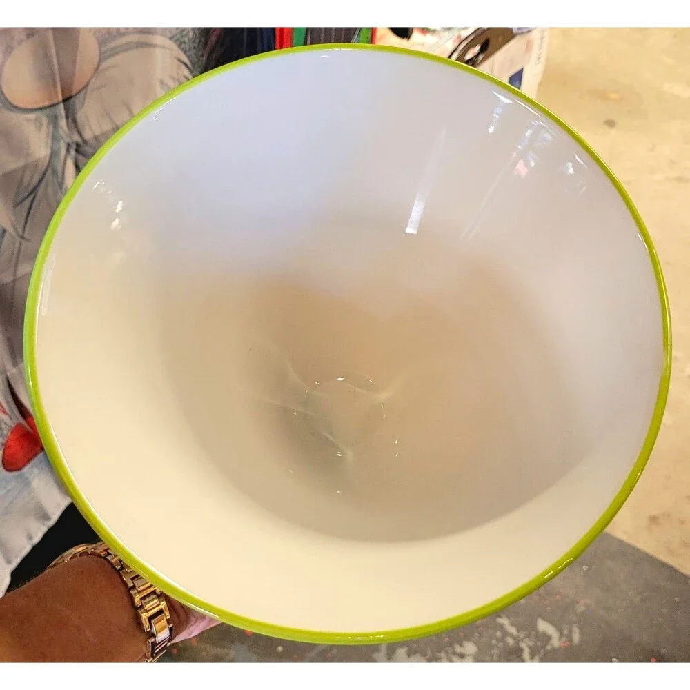 Unique Baum Bros Style-Eyes Hand Painted Large Martini Glass Apple Motif